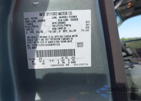 2005 Ford Escape Xlt из США, поврежденный, VIN 1FMYU93165KB95125